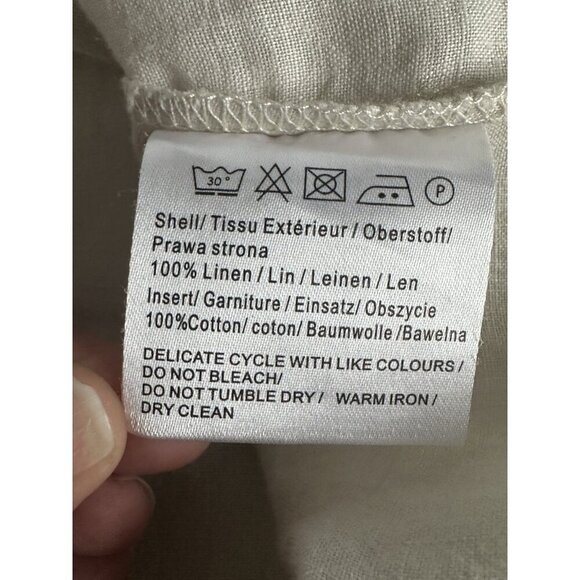 Malvin I love Linen Germany Womens Blouse L Tan‎ 100% Linen Crochet Boho Peasant - Picture 8 of 13